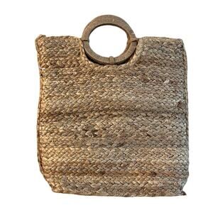 Braided Natural Jute Woven Vacation Handbag Tote Made in India